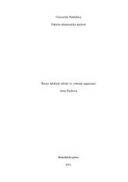 Univerzita Pardubice Fakulta ekonomicko-spr&aacute;vn&iacute;  Ř&iacute;zen&iacute; lidsk&yacute;ch zdrojů ve vybran&eacute; organizaci