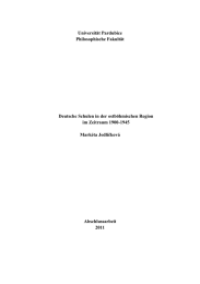 Universität Pardubice Philosophische Fakultät Deutsche Schulen in der ostböhmischen Region