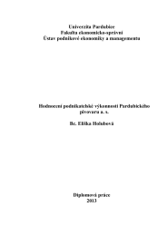 Univerzita Pardubice Fakulta ekonomicko-správní Ústav podnikové ekonomiky a managementu Hodnocení podnikatelské výkonnosti Pardubického