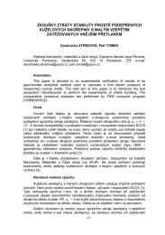 ZKOUŠKY ZTRÁTY STABILITY PROST PODEP ENÝCH KUŽELOVÝCH SKO