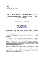 ESTUDI DE LA MOBILITAT I BIODISPONIBILITAT DE CARTAGENA Marta SÁNCHEZ I BASSOLS