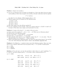 Math 1580 – Problem Set 5. Due Friday Oct. 14,... Problem 1. Square roots modulo p.