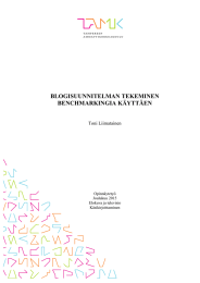 BLOGISUUNNITELMAN TEKEMINEN BENCHMARKINGIA KÄYTTÄEN Toni Liimatainen