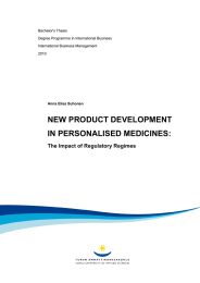 NEW PRODUCT DEVELOPMENT IN PERSONALISED MEDICINES:  The Impact of Regulatory Regimes