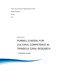 PURNELL’S MODEL FOR CULTURAL COMPETENCE IN TRANSCULTURAL RESEARCH.