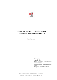 VIINIKANLAHDEN PUHDISTAMON TYPENPOISTO DN-PROSESSILLA Petra Paronen