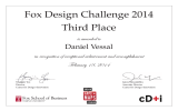 Fox Design Challenge 2014 Third Place Daniel Vessal is awarded to