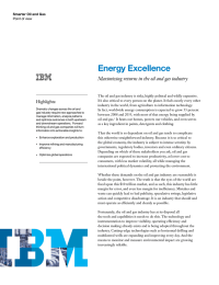 Energy Excellence  Maximizing returns in the oil and gas industry