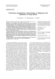 Pulmonary perspective: immunology in diagnosis and treatment of lung cancer P. Weynants