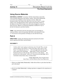 Document-Based Activity Using Source Materials Activity 10