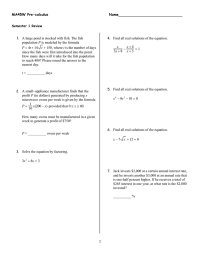 MA45W Pre-calculus         ... A large pond is stocked with fish. The fish P