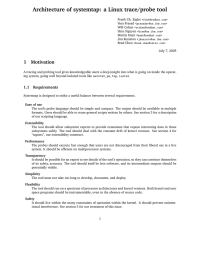 Architecture of systemtap: a Linux trace/probe tool Frank Ch. Eigler Vara Prasad