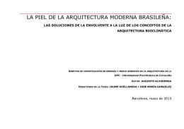 LA PIEL DE LA ARQUITECTURA MODERNA BRASILEÑA:  ARQUITECTURA BIOCLIMÁTICA