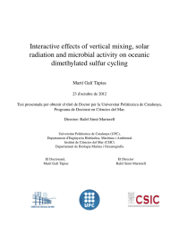 Interactive effects of vertical mixing, solar  radiation and microbial activity on oceanic  dimethylated sulfur cycling