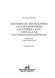 ASETUKSEN 401/2001 MUKAISTEN VALVONTAKOHTEIDEN KAIVOVEDEN LAATU VANTAALLA &amp;