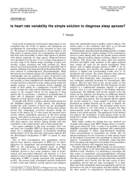 Is heart rate variability the simple solution to diagnose sleep... EDITORIAL T. Penzel