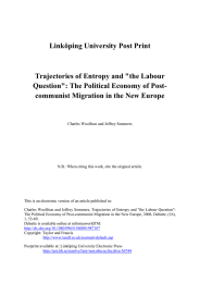 Linköping University Post Print Trajectories of Entropy and &#34;the Labour