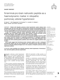 N-terminal-pro-brain natriuretic peptide as a haemodynamic marker in idiopathic pulmonary arterial hypertension