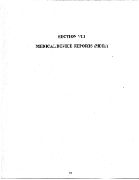 SECTION  VIII MEDICAL  ,DEVICE  REPORTS  (MDRs)