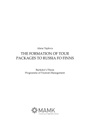 THE FORMATION OF TOUR PACKAGES TO RUSSIA FO FINNS  Alena Teplova