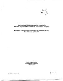 SAS  Institute/FDA  Intellectual  Partnership  for