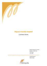 Migrant Friendly Hospital  A Literature Review Nicole Koskinen