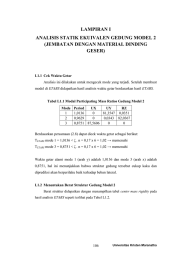 LAMPIRAN I ANALISIS STATIK EKUIVALEN GEDUNG MODEL 2 (JEMBATAN DENGAN MATERIAL DINDING GESER)