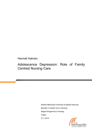 Adolescence  Depression:  Role  of  Family Hannah Kahuko