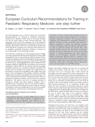 European Curriculum Recommendations for Training in EDITORIAL M. Gappa*, J-L. Noe