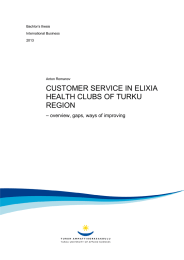 CUSTOMER SERVICE IN ELIXIA HEALTH CLUBS OF TURKU REGION