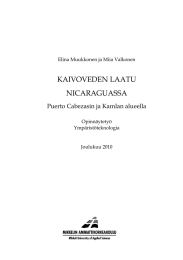 KAIVOVEDEN LAATU NICARAGUASSA Puerto Cabezasin ja Kamlan alueella