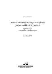 Urheiluseura Hatsinan sponsoriyhteis- työ ja markkinointiviestintä  Sanna Nissinen