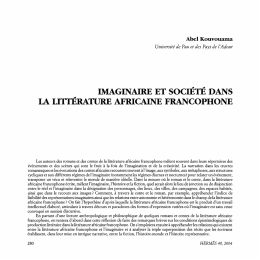 IMAGINAIRE ET SOCIÉTÉ DANS LA LTTÉRATURE AFRICAINE FRANCOPHONE Abel Kouvouama