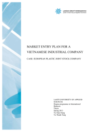 MARKET ENTRY PLAN FOR A VIETNAMESE INDUSTRIAL COMPANY