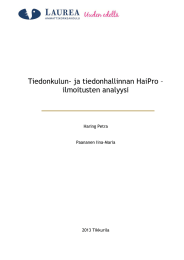 Tiedonkulun- ja tiedonhallinnan HaiPro – ilmoitusten analyysi Haring Petra