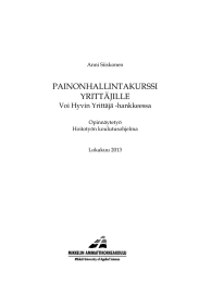 PAINONHALLINTAKURSSI YRITTÄJILLE Voi Hyvin Yrittäjä -hankkeessa