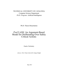 ProCLAIM Model for Deliberating Over Safety Critical Actions TECHNICAL UNIVERSITY OF CATALONIA