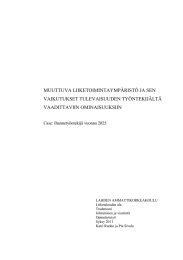 MUUTTUVA LIIKETOIMINTAYMPÄRISTÖ JA SEN VAIKUTUKSET TULEVAISUUDEN TYÖNTEKIJÄLTÄ VAADITTAVIIN OMINAISUUKSIIN