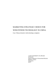 MARKETING STRATEGIC CHOICE FOR WIND POWER TECHNOLOGY IN CHINA