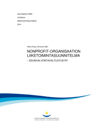 NONPROFIT-ORGANISAATION LIIKETOIMINTASUUNNITELMA – EDUNVALVONTAVALTUUTUS RY