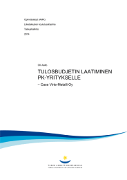 TULOSBUDJETIN LAATIMINEN PK-YRITYKSELLE – Case Virte-Metalli Oy