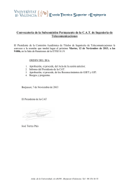 Convocatoria de la Subcomisión Permanente de la C.A.T. de Ingeniería... Telecomunicaciones