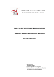 CASE: YLLÄPITOKUSTANNUSTEN KULURAKENNE Yhteenveto ja vertailu, toimipisteittäin ja alueittain Hanna-Mari Keskitalo