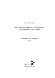Samuli Kankaanpää HARJOITTELIJAN PEREHDYTYSSUUNNITELMA - CASE: LÄHITAPIOLA SATAKUNTA