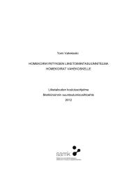 Tomi Vahekoski HOMEKOIRAYRITYKSEN LIIKETOIMINTASUUNNITELMA HOMEKOIRAT VAHEKOSKELLE