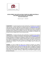 DEVELOPMENT AND APPLICATION OF NEW POLYMERIC MATERIALS FOR SORPTIVE EXTRACTION TECHNIQUES