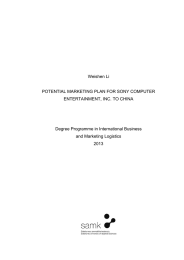 Weishen Li POTENTIAL MARKETING PLAN FOR SONY COMPUTER ENTERTAINMENT, INC. TO CHINA
