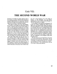 Unit  VII: THE SECOND WORLD WAR