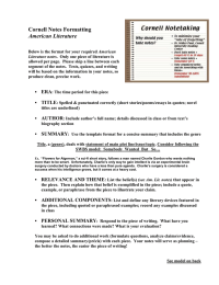 Cornell Notes Formatting American Literature