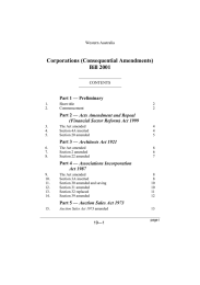 Corporations (Consequential Amendments) Bill 2001 Part 1 — Preliminary Acts Amendment and Repeal